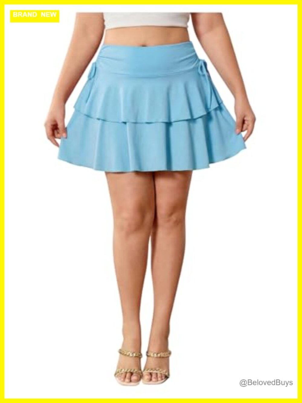 Plus Size High Waisted A Line Ruffle Skort Mini Skirt